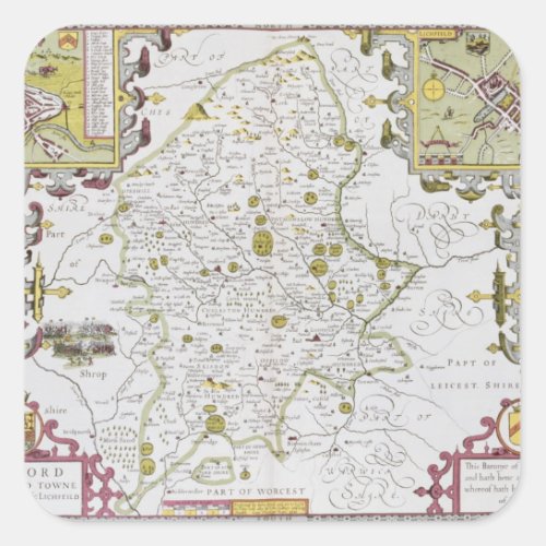 Stafford County and Town engraved by Jodocus Square Sticker