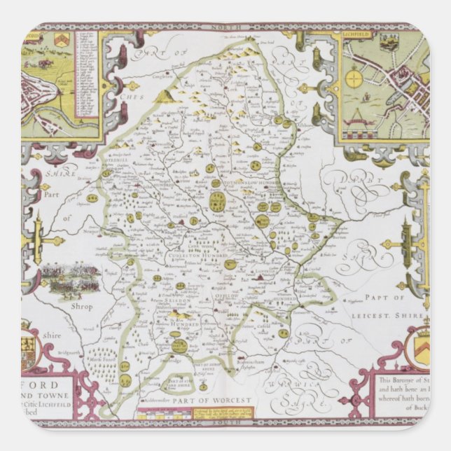 Stafford County and Town, engraved by Jodocus Square Sticker (Front)