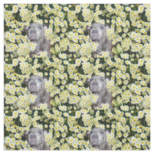 Staffordshire Bull Terrier And Daisies, Fabric