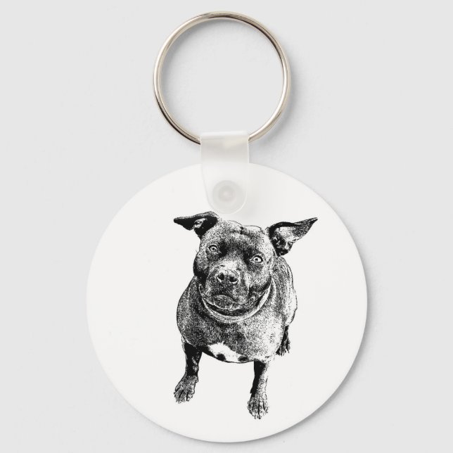 Staffordshire Bull Terrier art style Keychain (Front)