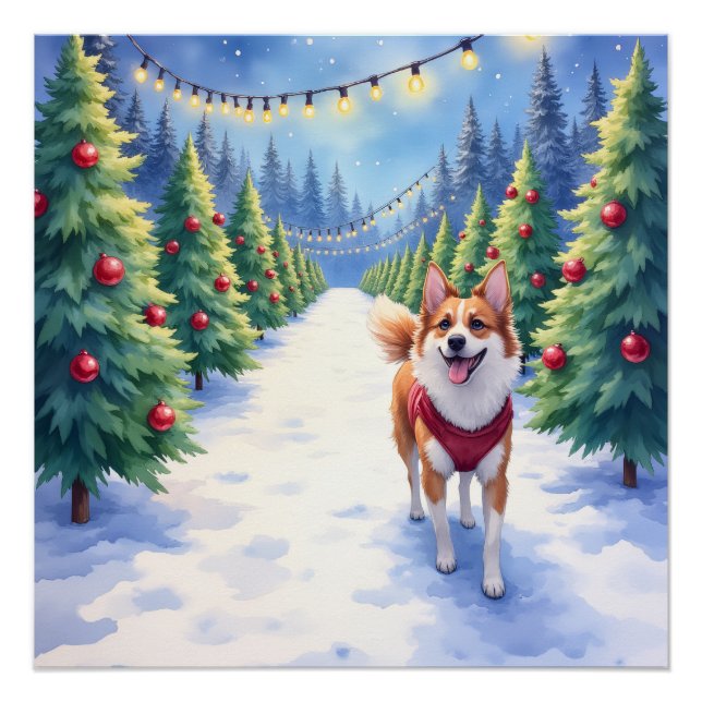 Staffordshire Bull Terrier at Christmas Tree Farm  Poster (Front)