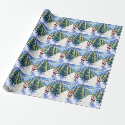 Staffordshire Bull Terrier at Christmas Tree Farm  Wrapping Paper