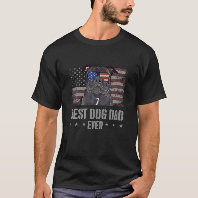 Staffordshire Bull Terrier Best Dog Dad Ever Retro T-Shirt (Front)