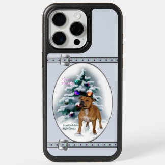 Staffordshire Bull Terrier Blue Christmas Holidays iPhone 15 Pro Max Case