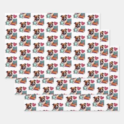 Staffordshire Bull Terrier Books Wrapping Paper