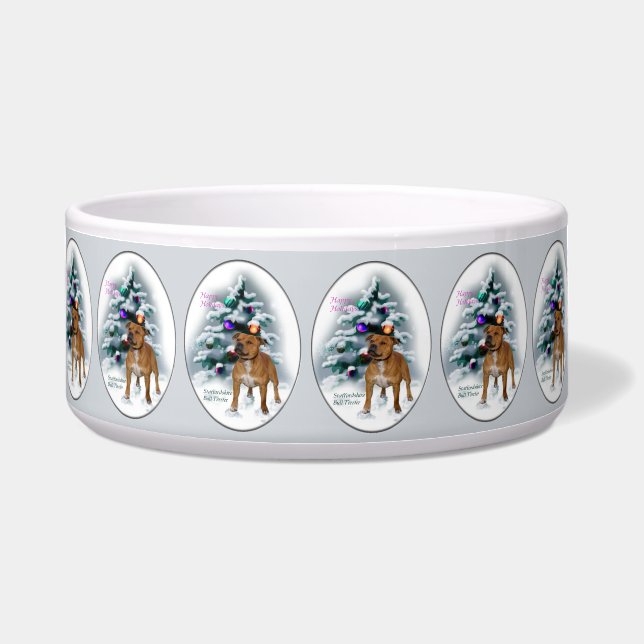 Staffordshire Bull Terrier Christmas Bowl (Front)