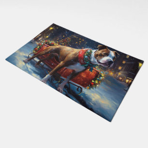 Staffordshire Bull Terrier Christmas Festive Doormat