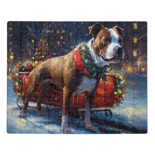 Staffordshire Bull Terrier Christmas Festive Jigsaw Puzzle