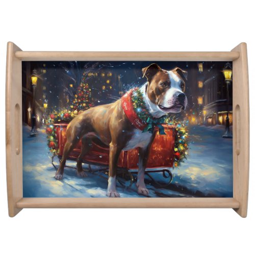 Staffordshire Bull Terrier Christmas Festive Serving Tray