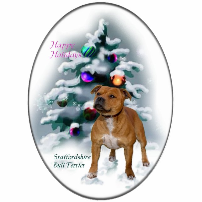 Staffordshire Bull Terrier Christmas Gifts Statuette (Front)
