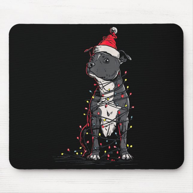 Staffordshire Bull Terrier Christmas Graphics Dog  Mouse Pad (Front)