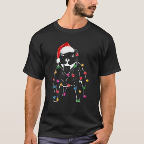 Staffordshire Bull Terrier Christmas Tree Lights S T_Shirt