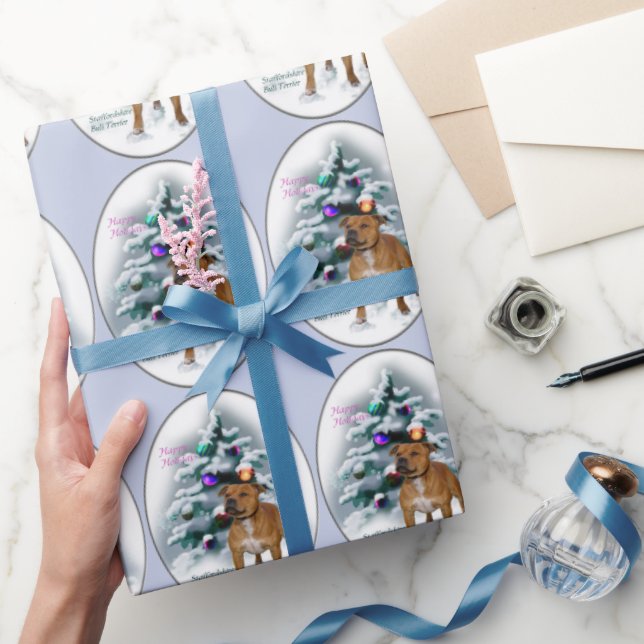 Staffordshire Bull Terrier Christmas Wrapping Paper (Gifting)