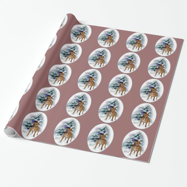 Staffordshire Bull Terrier Christmas Wrapping Paper (Unrolled)