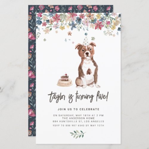 Staffordshire Bull Terrier Dog Birthday Invitation