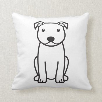 Staffordshire Bull Terrier Dog Cartoon Throw Pillow by DogBreedCartoon at Zazzle