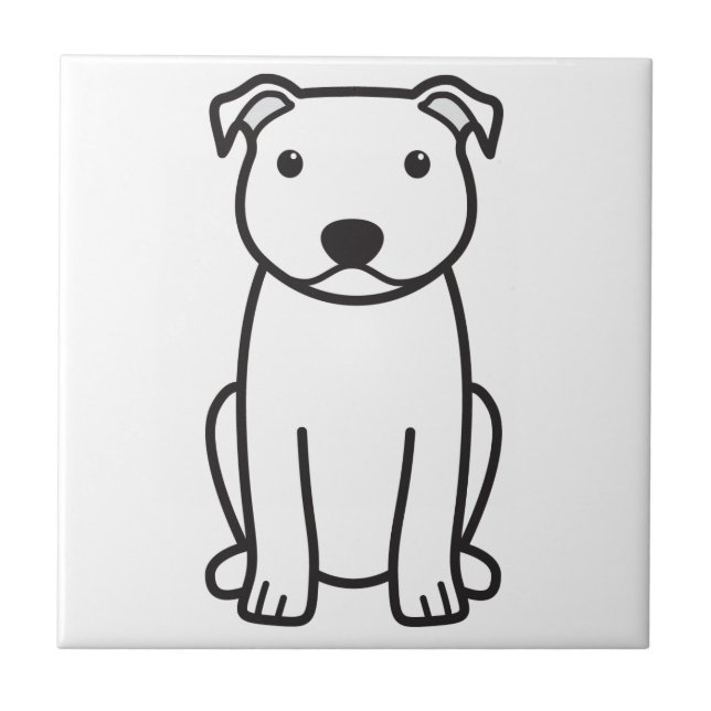 Staffordshire Bull Terrier Dog Cartoon Tile (Front)