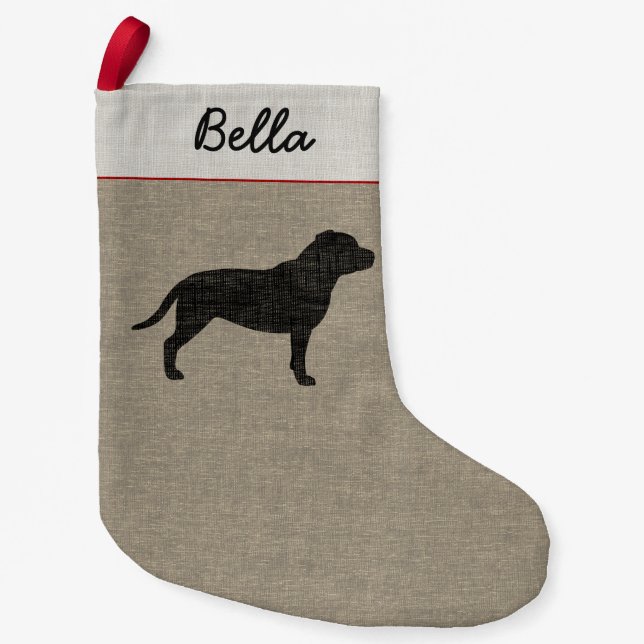 Staffordshire Bull Terrier Dog Silhouette Staffie Small Christmas Stocking (Front)