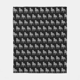 Staffordshire Bull Terrier Dog Silhouettes Pattern Fleece Blanket