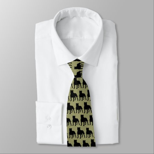 Staffordshire Bull Terrier Dog Silhouettes Pattern Neck Tie