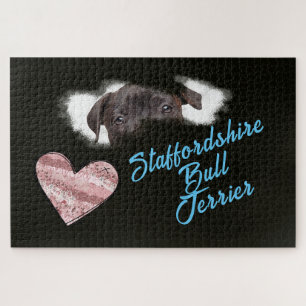 Staffordshire Bull Terrier Eyes Solid Color Jigsaw Puzzle