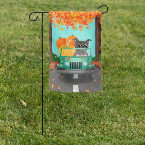 Staffordshire Bull Terrier Fall Pumpkin Garden Flag