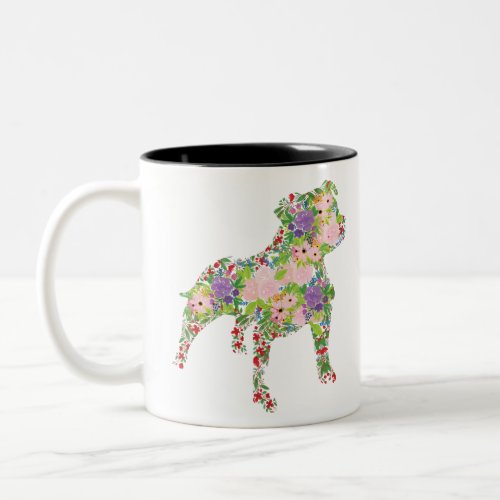 Staffordshire Bull Terrier Floral Two_Tone Coffee Mug