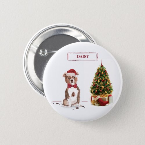 Staffordshire Bull Terrier Funny Christmas Dog Button