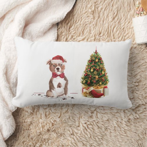 Staffordshire Bull Terrier Funny Christmas Dog Lumbar Pillow