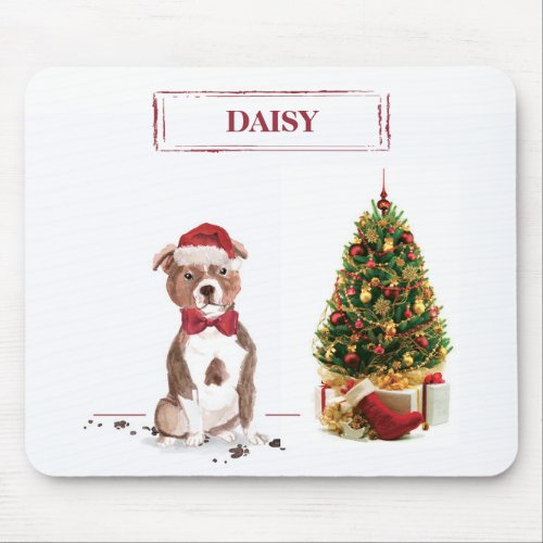 Staffordshire Bull Terrier Funny Christmas Dog Mouse Pad
