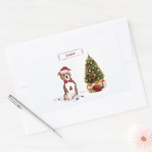 Staffordshire Bull Terrier Funny Christmas Dog Rectangular Sticker