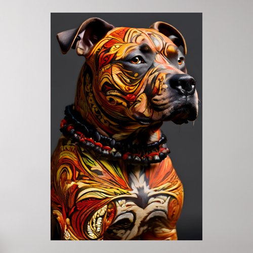Staffordshire Bull Terrier in Warrior Attire Poster