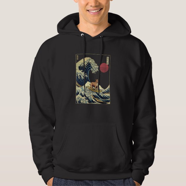 Staffordshire Bull Terrier Japanese Kanagawa Wave  Hoodie (Front)