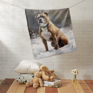 Staffordshire Bull Terrier Let It Snow Christmas Baby Blanket