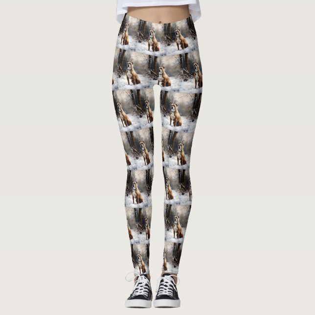 Staffordshire Bull Terrier Let It Snow Christmas Leggings (Front)