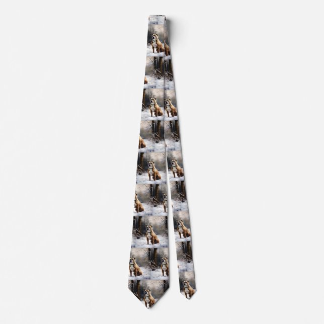 Staffordshire Bull Terrier Let It Snow Christmas Neck Tie (Front)