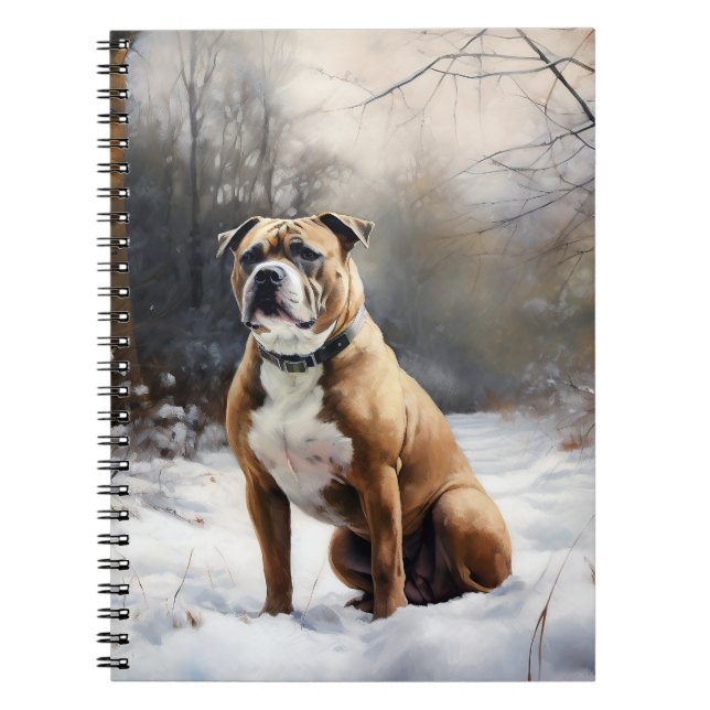 Staffordshire Bull Terrier Let It Snow Christmas Notebook (Front)