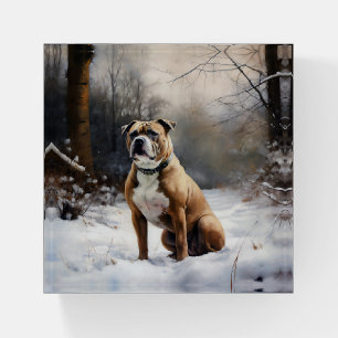 Staffordshire Bull Terrier Let It Snow Christmas Paperweight