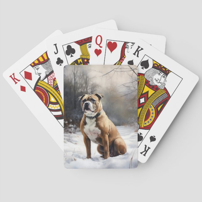 Staffordshire Bull Terrier Let It Snow Christmas Poker Cards (Back)