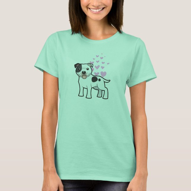 Staffordshire Bull Terrier Love T-Shirt (Front)