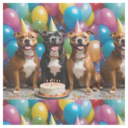 Staffordshire Bull Terrier Party Time, Fabric