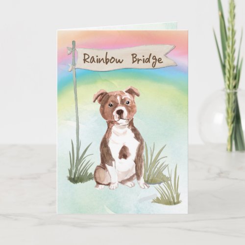 Staffordshire Bull Terrier Pet Sympathy Rainbow Card