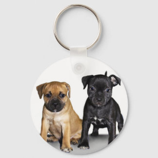 Staffordshire bull terrier puppies keychain