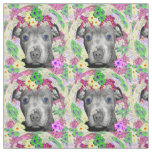 Staffordshire Bull Terrier Puppy And Flowers, Fabric