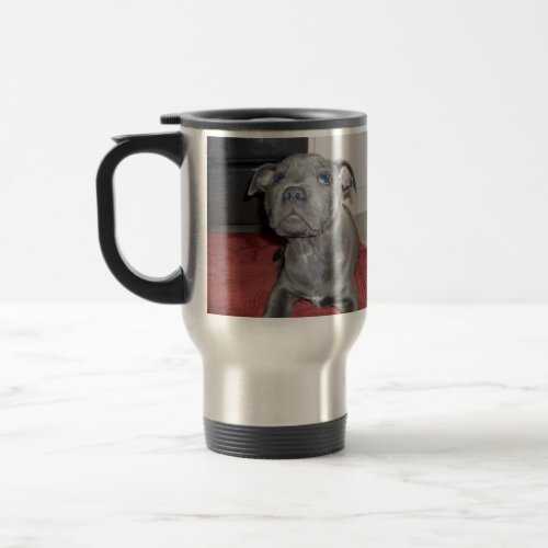 Staffordshire Bull Terrier Puppy Sooky Face Travel Mug