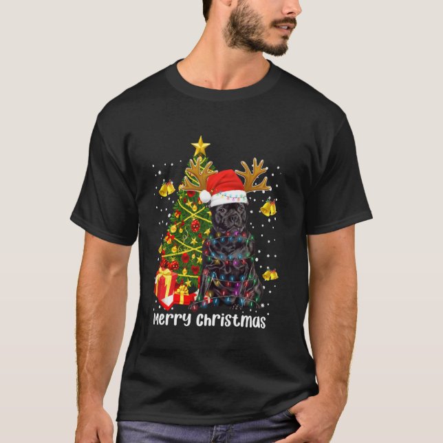 Staffordshire Bull Terrier Santa Christmas Tree Li T-Shirt (Front)