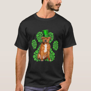 Staffordshire Bull Terrier Shamrock Clovers St Pat T-Shirt
