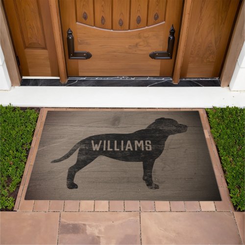 Staffordshire Bull Terrier Silhouette Rustic Style Doormat