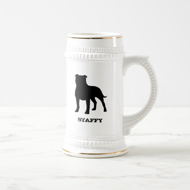Staffordshire Bull Terrier Silhouette Staffy Dog Beer Stein (Right)