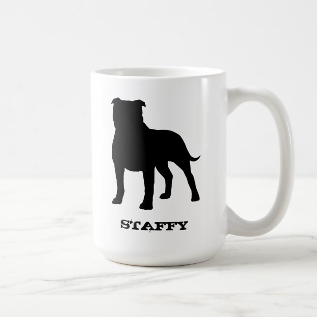 Staffordshire Bull Terrier Silhouette Staffy Dog Coffee Mug (Right)